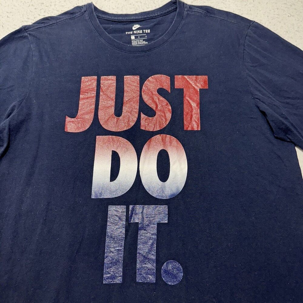 Nike Men's Large Athletic Cut Short Sleeve Glitter Just Do It Graphic T Shirt - Picture 2 of 11
